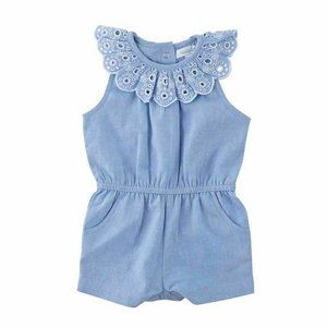 Mud Pie Girls' Mini Juniper Romper Blue (6M) NWT